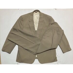 Hart Schaffner Marx Mens 46 Beige 2-Button Sports Coat Blazer Suit Pants Size 42
